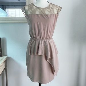 Peppermint taupe lace dress